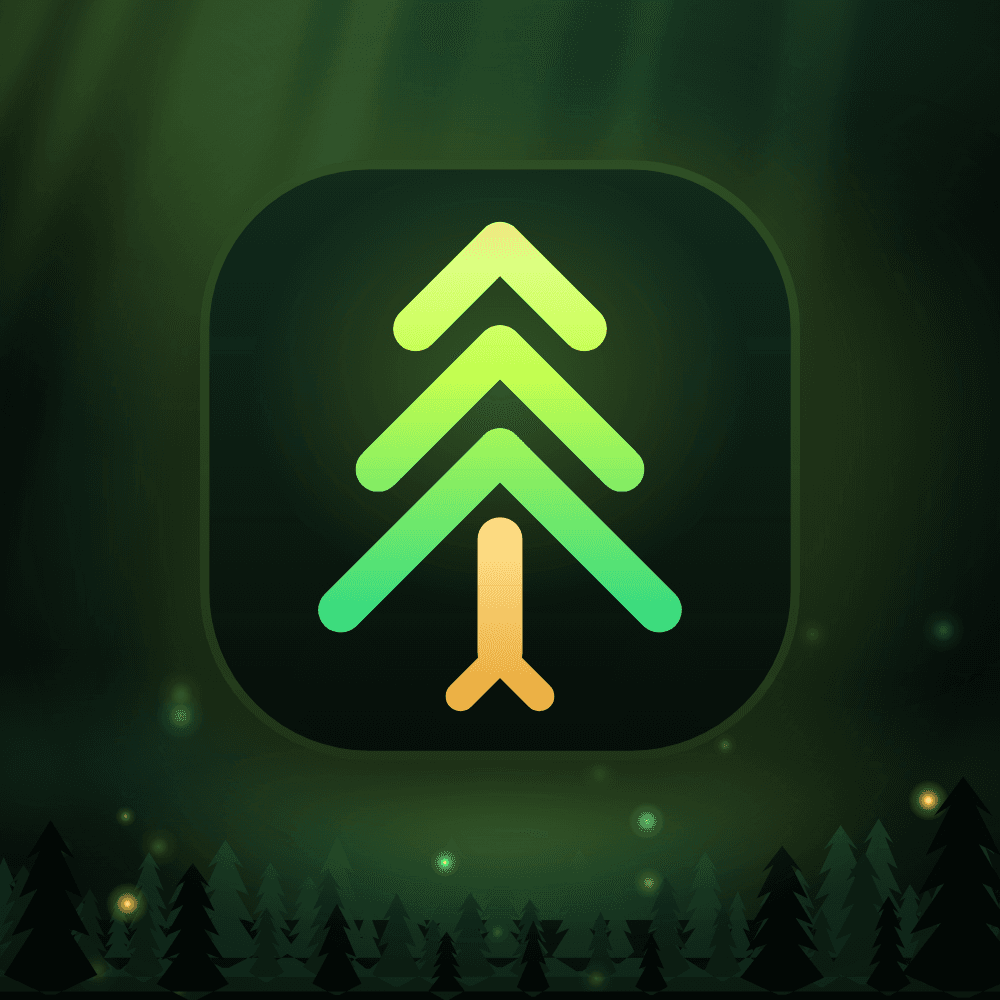 Greenwood token icon: the mark over a night forest
