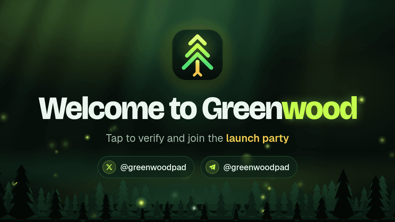 Welcome to Greenwood: Safeguard portal image with the X and Telegram handles